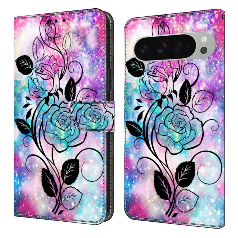 Lederhüllen Google Pixel 10 Pro Xl Rosa-blaues Muster
