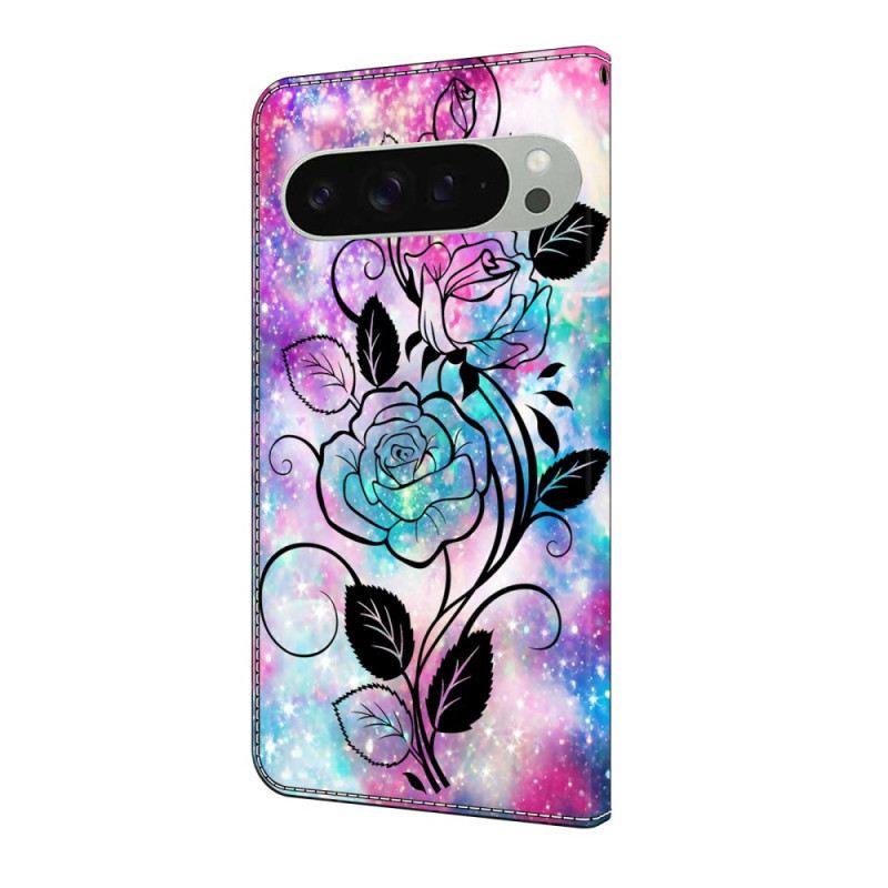 Lederhüllen Google Pixel 10 Pro Xl Rosa-blaues Muster