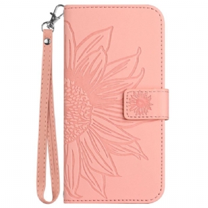 Lederhüllen Xiaomi 14 Ultra Sonnenblumenmuster Mit Riemen