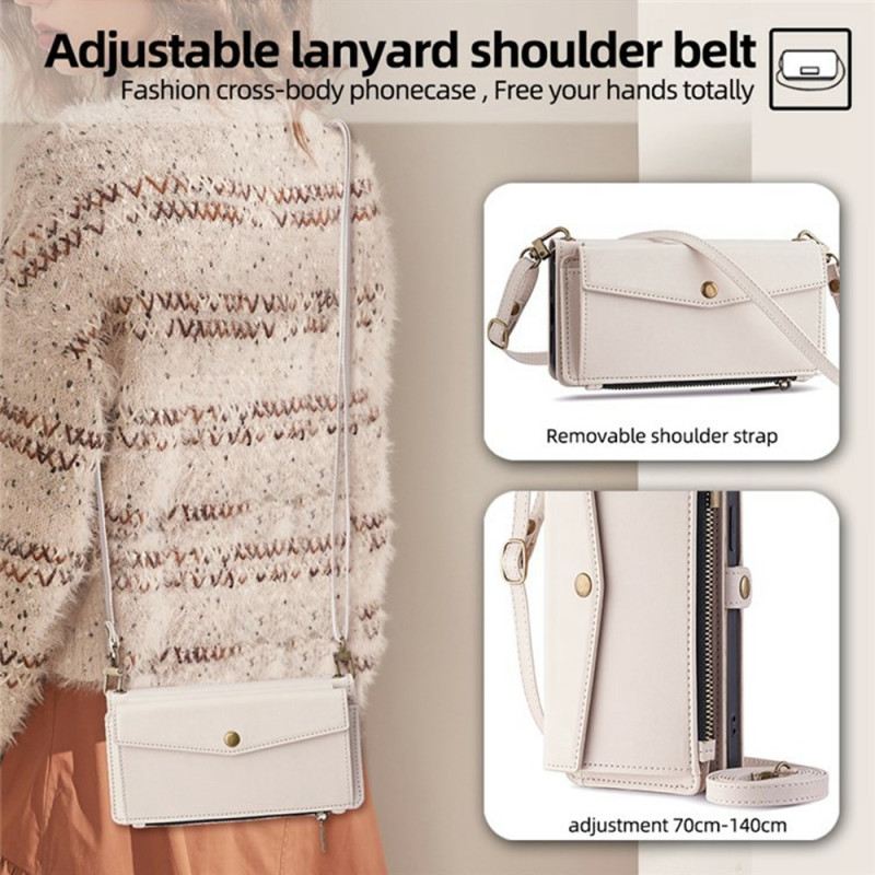 Lederhüllen Für Oneplus 15 Geldbörse Mit Schulterriemen Und Trageband