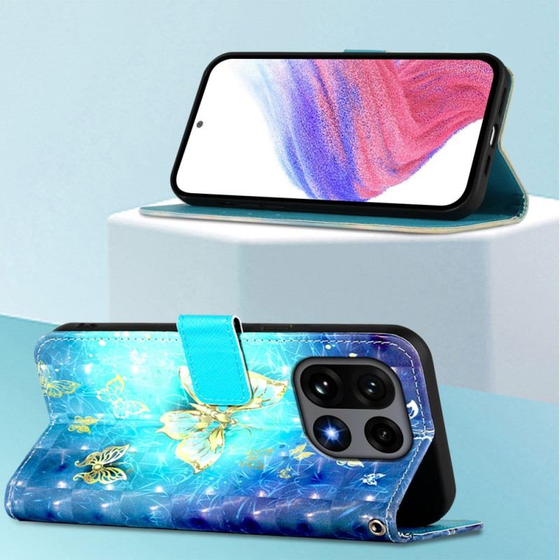 Lederhüllen Für Oneplus 15 Goldene Schmetterlinge