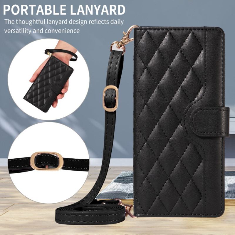 Lederhüllen Oneplus 15 Handyhülle Gesteppt Mit Schulterriemen Und Riemen