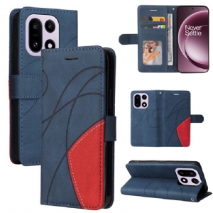 Lederhüllen Oneplus 15 Handyhülle Zweifarbige Wellenstruktur