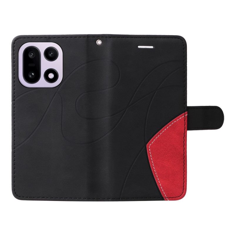 Lederhüllen Oneplus 15 Handyhülle Zweifarbige Wellenstruktur