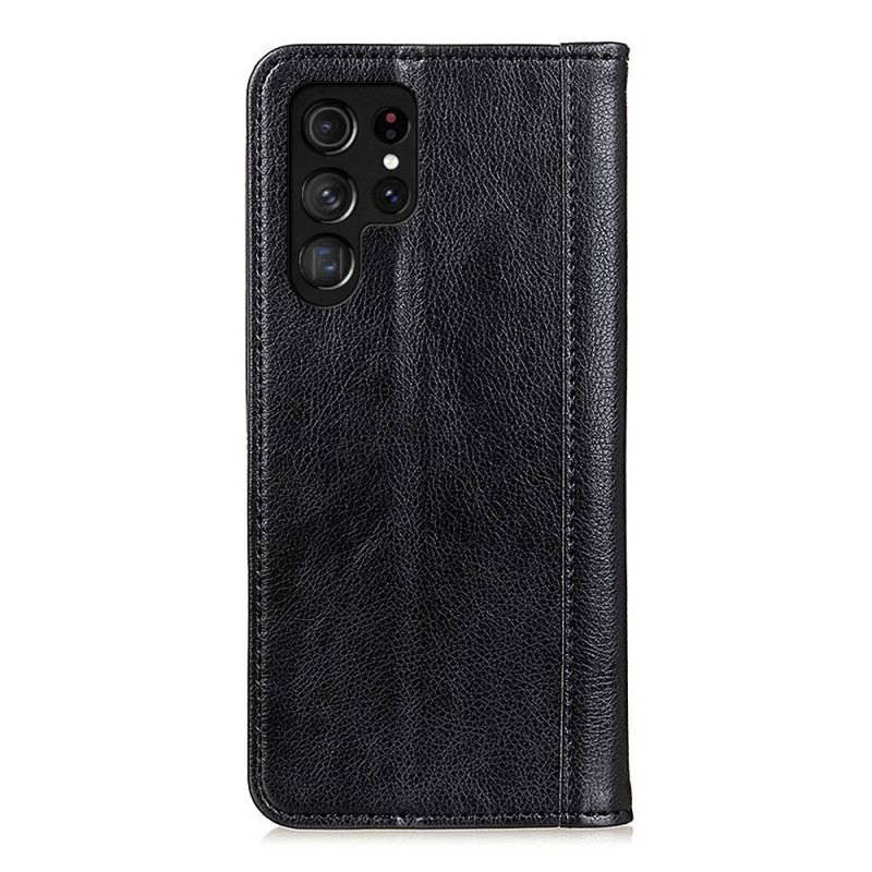 Flip Case Für Samsung Galaxy S25 Ultra 5g Spaltleder Litschi-optik