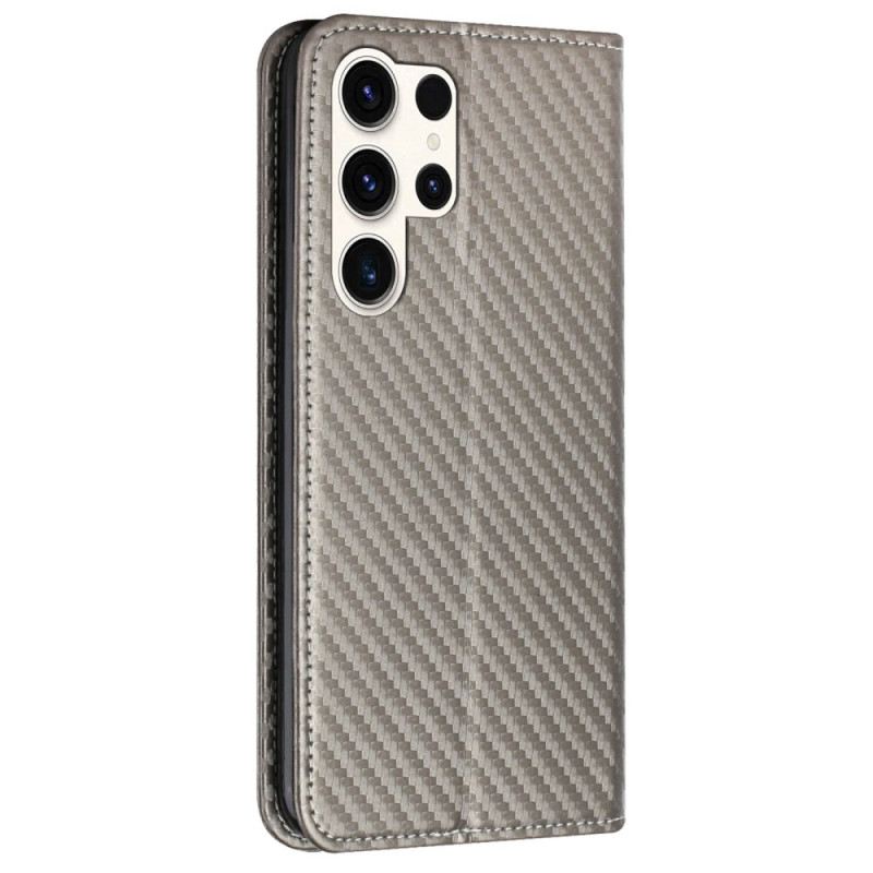 Flip Case Samsung Galaxy S25 Ultra 5g Handyhülle Carbonfaser Mit Riemen