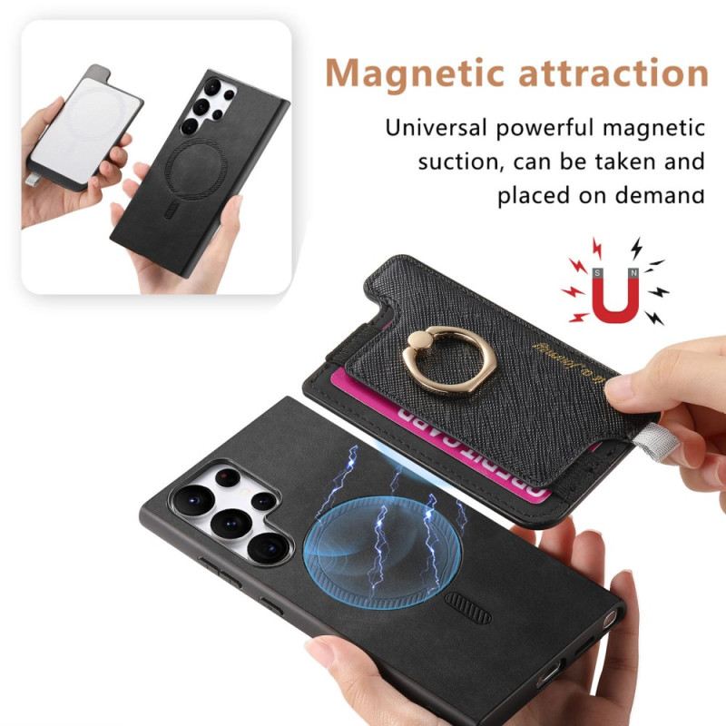 Hülle Samsung Galaxy S25 Ultra 5g Abnehmbarer Kartenhalter In Wildlederoptik