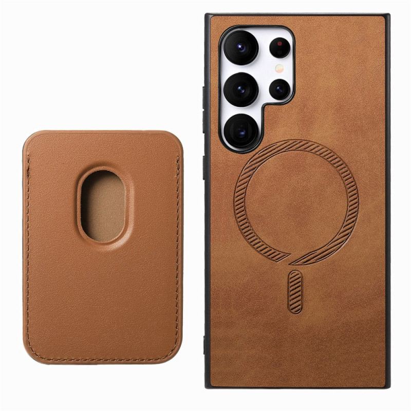 Hülle Samsung Galaxy S25 Ultra 5g Abnehmbarer Magnetischer Kartenhalter In Wildlederoptik