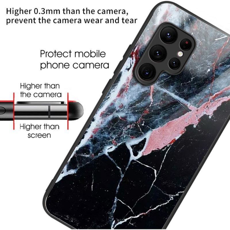 Hülle Samsung Galaxy S25 Ultra 5g Geldbörse Aus Gehärtetem Glas In Schwarz-weiß-marmoroptik