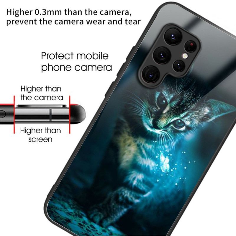 Hülle Samsung Galaxy S25 Ultra 5g Handyhülle Gehärtetes Glas Katze