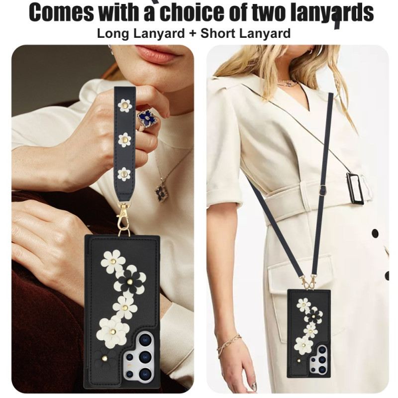 Hülle Samsung Galaxy S25 Ultra 5g Handyhülle Kartenhalter Mit Lanyard Und Schultergurt