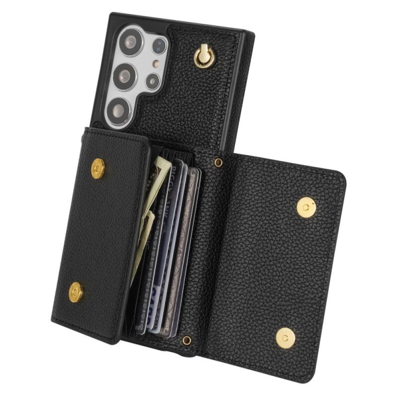 Hülle Samsung Galaxy S25 Ultra 5g Handyhülle Lederoptik Mit Kartenhalter Und Tragegurt