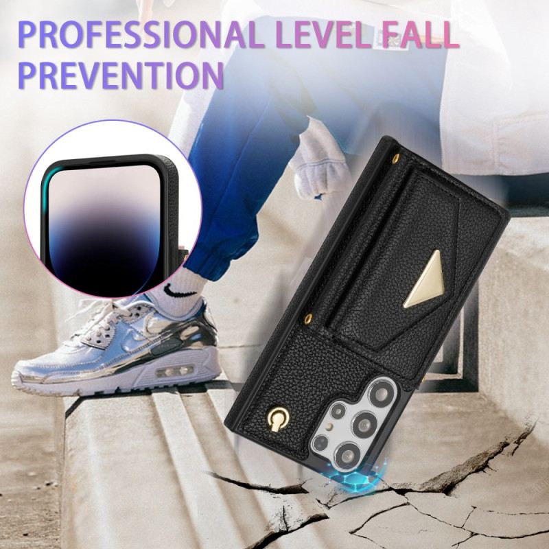 Hülle Samsung Galaxy S25 Ultra 5g Handyhülle Lederoptik Mit Kartenhalter Und Tragegurt