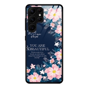 Hülle Samsung Galaxy S25 Ultra 5g Handyhülle Rosa Blumen Aus Gehärtetem Glas