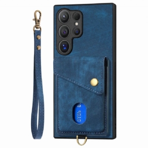 Hülle Samsung Galaxy S25 Ultra 5g Wildlederoptik Mit Kartenhalter Ständer