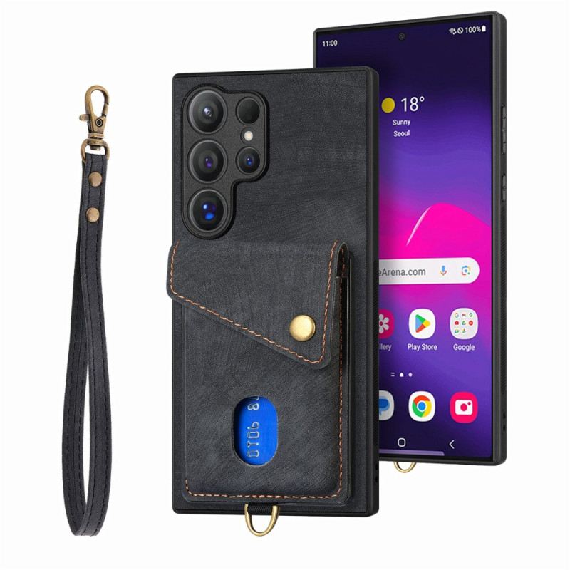 Hülle Samsung Galaxy S25 Ultra 5g Wildlederoptik Mit Kartenhalter Ständer