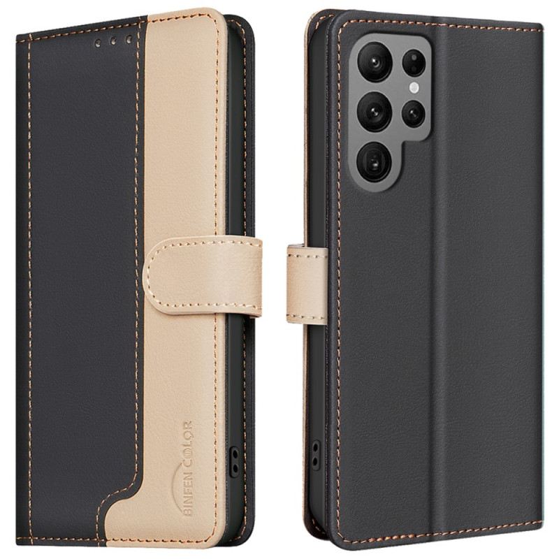 Lederhüllen Für Samsung Galaxy S25 Ultra 5g Zweifarbig Mit Rfid-blockierung Binfen Color