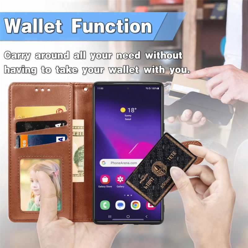 Lederhüllen Samsung Galaxy S25 Ultra 5g Goldener Verschluss