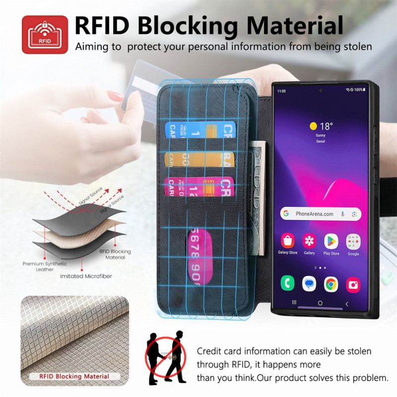 Lederhüllen Samsung Galaxy S25 Ultra 5g Handyhülle Abnehmbare Magnetische Rfid-schutzhülle