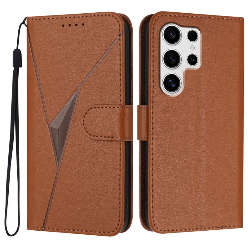 Lederhüllen Samsung Galaxy S25 Ultra 5g Handyhülle Dreieckiges Muster