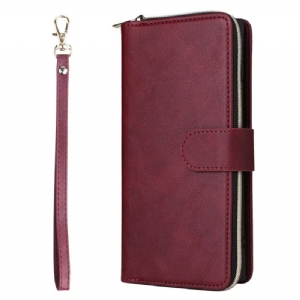 Lederhüllen Samsung Galaxy S25 Ultra 5g Handyhülle Geldbörse Mit Reißverschluss Und Riemen