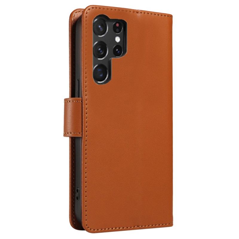 Lederhüllen Samsung Galaxy S25 Ultra 5g Handyhülle Rfid-geldbörse Aus Leder Mit Riemen