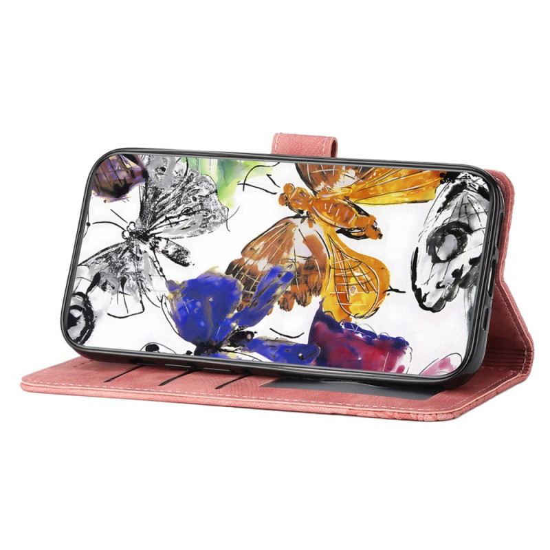 Lederhüllen Samsung Galaxy S25 Ultra 5g Handyhülle Schmetterlinge In Wildlederoptik