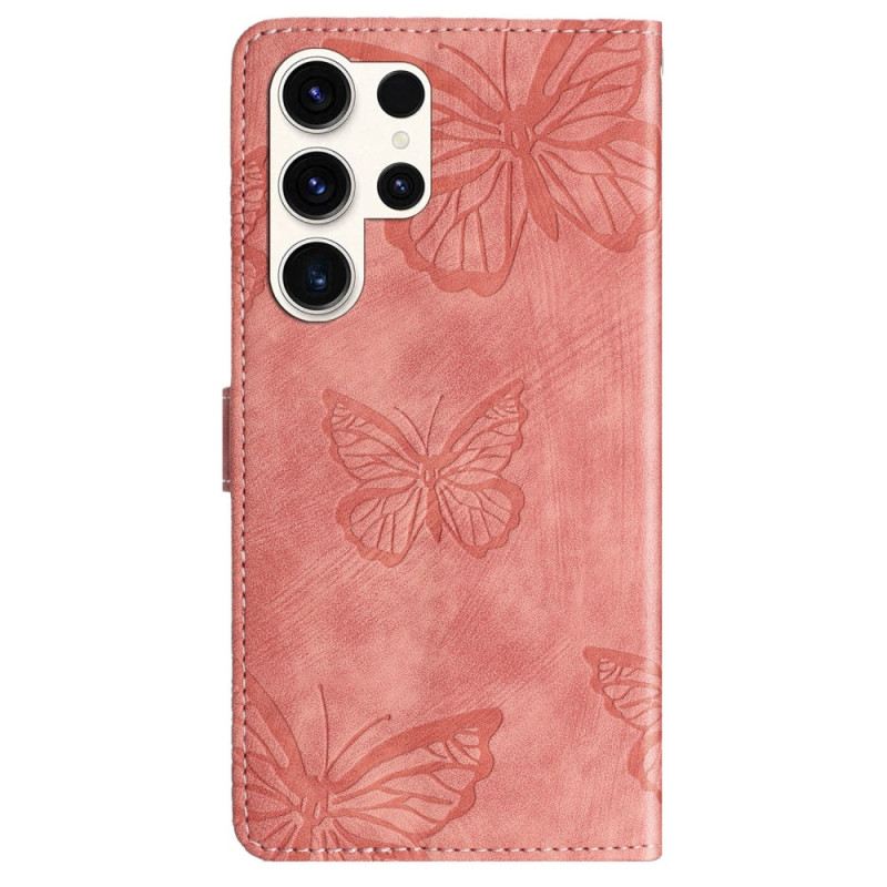 Lederhüllen Samsung Galaxy S25 Ultra 5g Handyhülle Schmetterlinge In Wildlederoptik