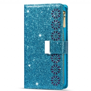 Lederhüllen Samsung Galaxy S25 Ultra 5g Pailletten Mit Silbernem Verschluss