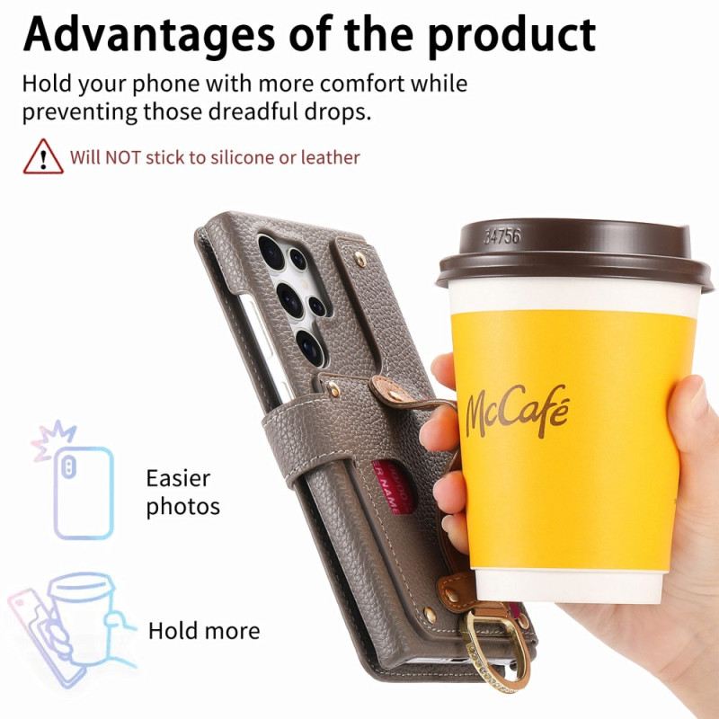 Lederhüllen Samsung Galaxy S25 Ultra 5g Rfid-geschützte Geldbörse Mit Tasche Und Ringhalter