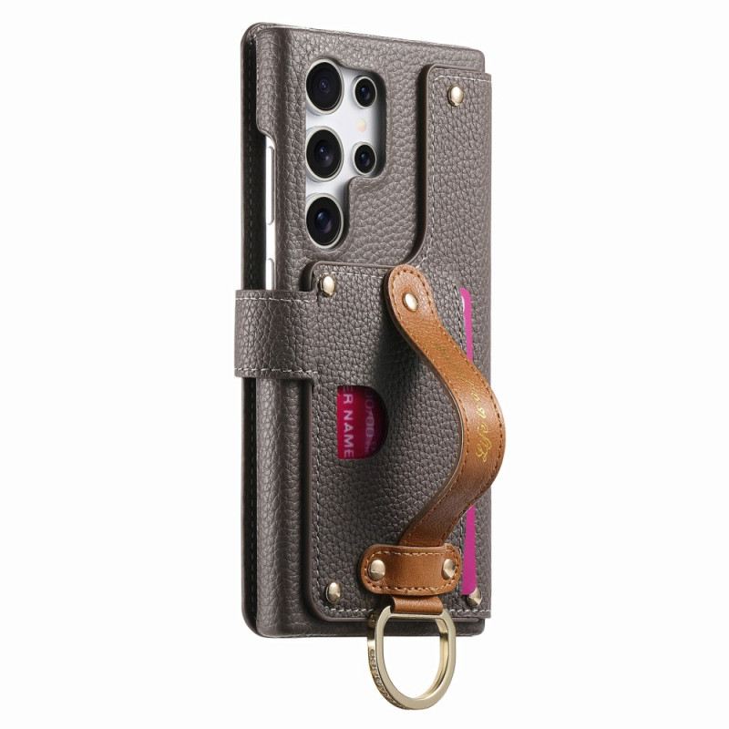 Lederhüllen Samsung Galaxy S25 Ultra 5g Rfid-geschützte Geldbörse Mit Tasche Und Ringhalter