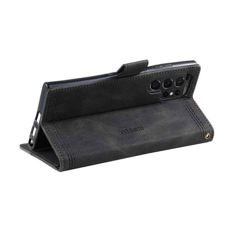 Lederhüllen Samsung Galaxy S25 Ultra 5g Zweifarbige Rfid-geldbörse In Wildlederoptik Mit Riemen