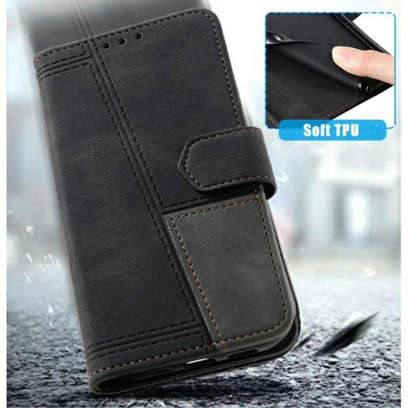 Lederhüllen Samsung Galaxy S25 Ultra 5g Zweifarbige Rfid-geldbörse In Wildlederoptik Mit Riemen