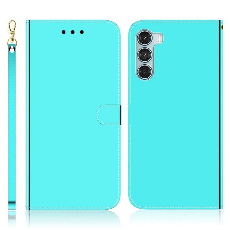 Flip Case Für Moto G200 5G Spiegelabdeckung Aus Kunstleder