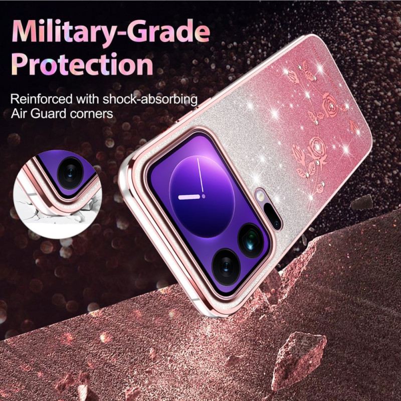 Hülle Für Xiaomi 17 Pro Blumen Und Strasssteine