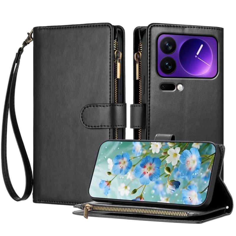 Lederhüllen Für Xiaomi 17 Pro Geldbörse Mit Reißverschluss Und Riemen