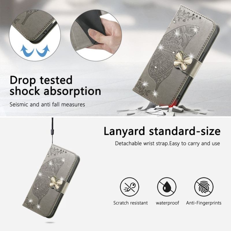 Lederhüllen Xiaomi 17 Pro 3d-schmetterling Und Strasssteine