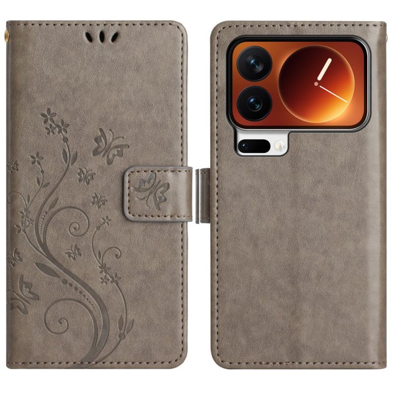 Lederhüllen Xiaomi 17 Pro Handyhülle Schmetterlinge Und Blumen