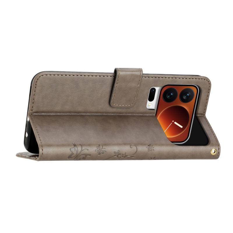 Lederhüllen Xiaomi 17 Pro Handyhülle Schmetterlinge Und Blumen