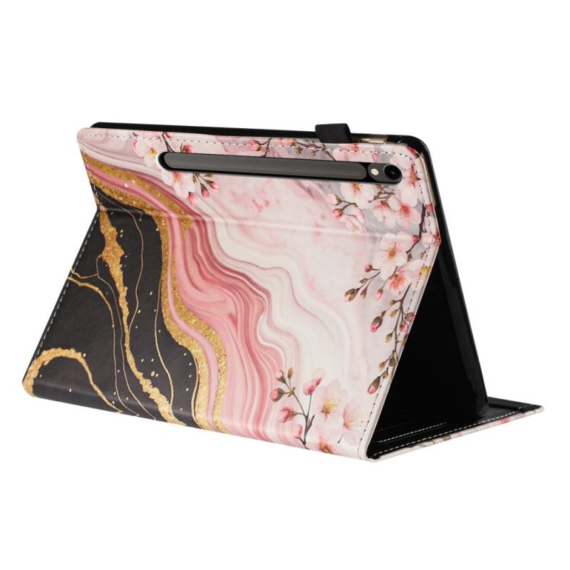 Case Für Samsung Galaxy Tab S10 Fe Blumen-design Aus Marmor