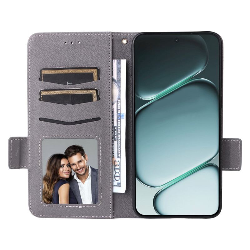 Lederhüllen Für Oneplus 15r Litschi-textur Mit Riemen