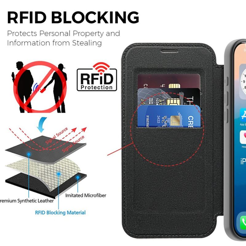 Flip Case Für iPhone 17 Pro Max Magsafe Kompatibel Mit Rfid-blockierung