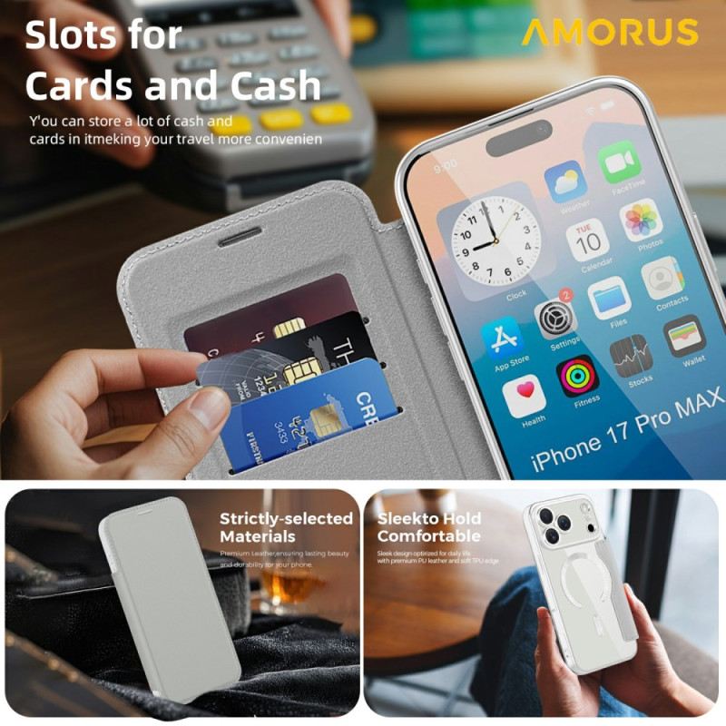 Flip Case iPhone 17 Pro Max Handyhülle Magsafe Kompatibel Mit Rfid-kartenhalter