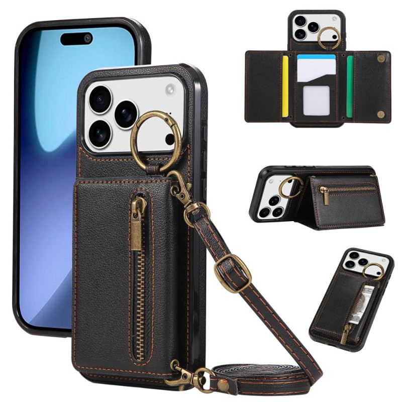Hülle iPhone 17 Pro Max Handyhülle Brieftasche Und Schultergurt