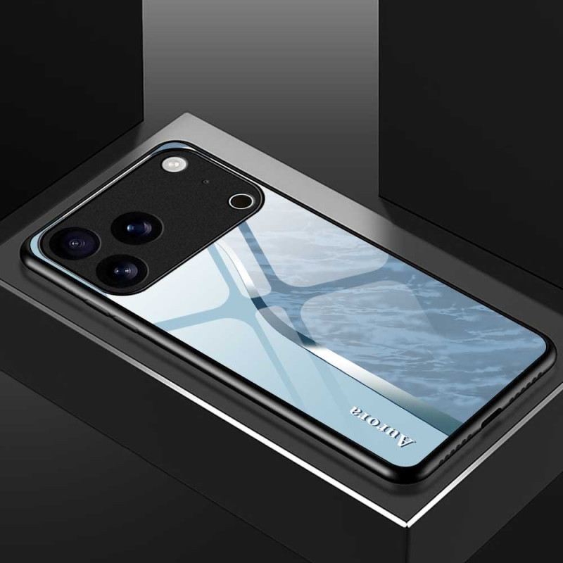 Hülle iPhone 17 Pro Max Handyhülle Hellblaues Sicherheitsglas Mit Design