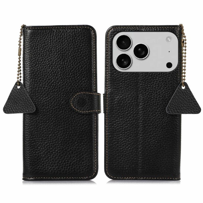 Lederhüllen Für iPhone 17 Pro Max Rfid-geschütztes Strukturiertes Litschi-leder