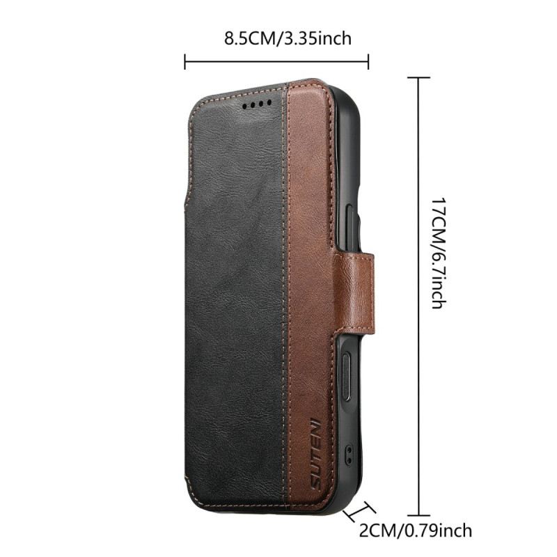 Lederhüllen iPhone 17 Pro Max Abnehmbare Zweifarbige Magsafe Hülle Suteni