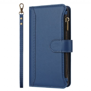 Lederhüllen iPhone 17 Pro Max Geldbörse Mit 9 Kartenfächern Und Umhängeband