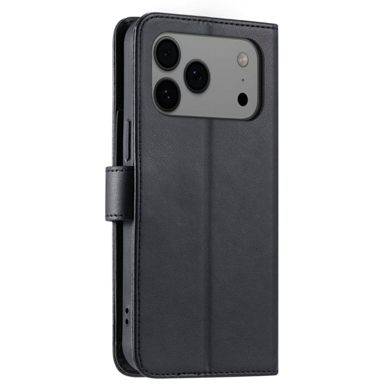 Lederhüllen iPhone 17 Pro Max Handyhülle Gesteppt Mit Kartenhalter Und Schulterriemen