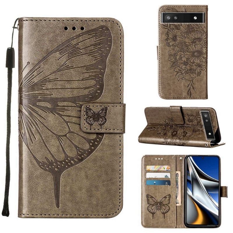 Flip Case Für Google Pixel 6a Schmetterlingsblumen-kartenhalter